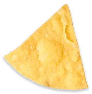 Yellow tortilla chip on a white background