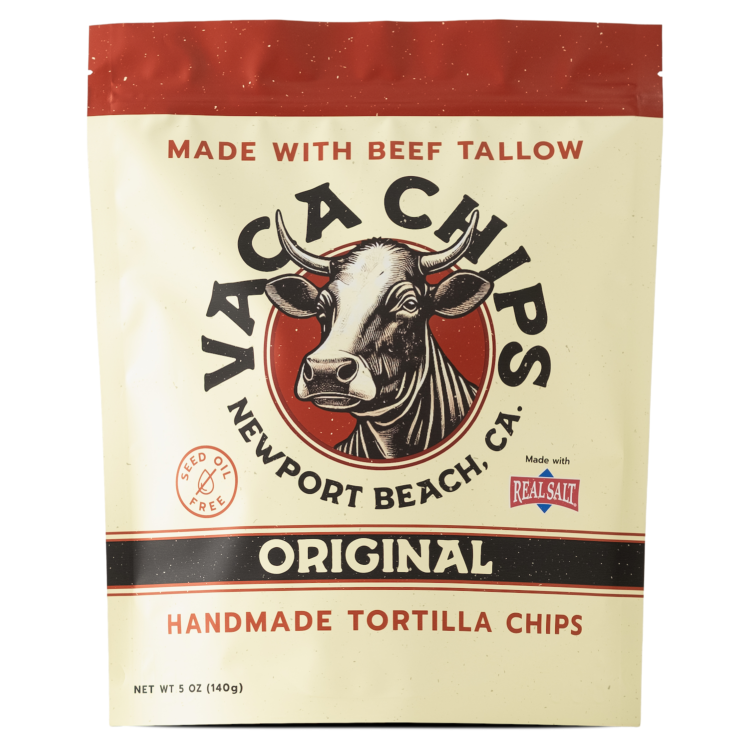 Vaca Chips packaging with a cow illustration on a beige background